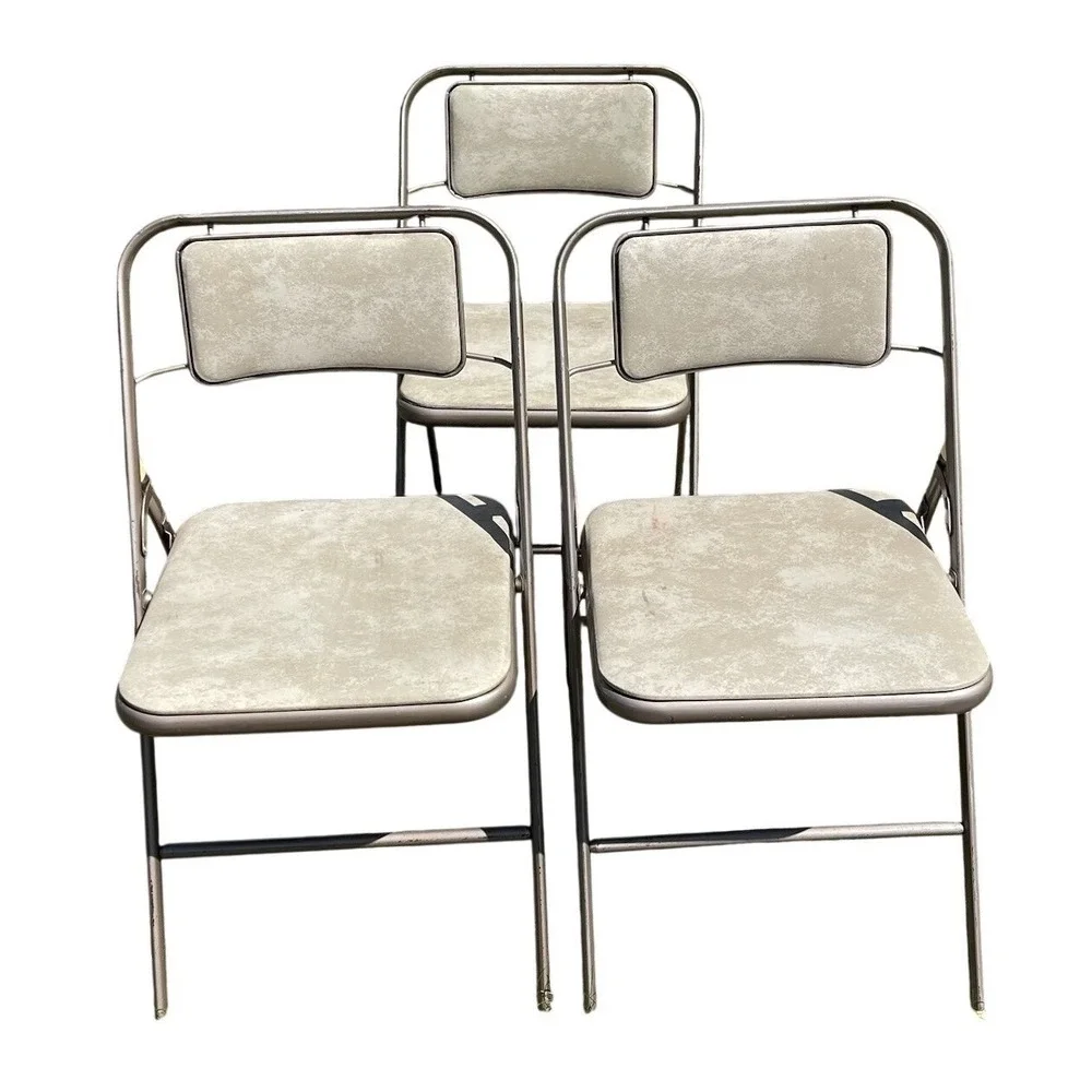 3 Vtg Samsonite Folding‎ Chairs 6875 Mid-Century Modern MCM Card Table 70s